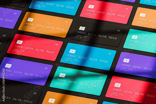 The pattern of flat lay credit cards photo