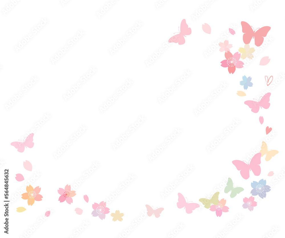 桜の花と蝶の背景フレーム