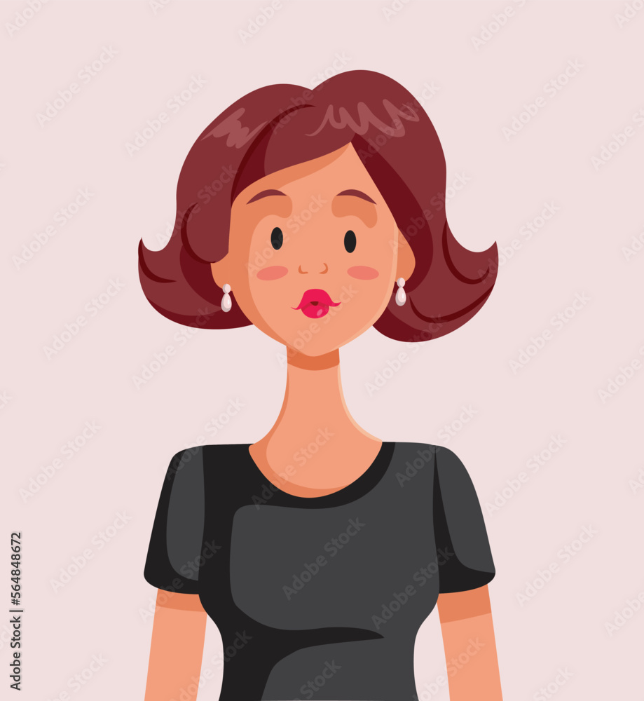 Portrait of a Young Lady in Vector Cartoon Style. Avatar of a cute girl wearing stylish pears earrings
Portrait of a Young Lady in Vector Cartoon Style. Avatar of a cute girl wearing stylish pears earrings