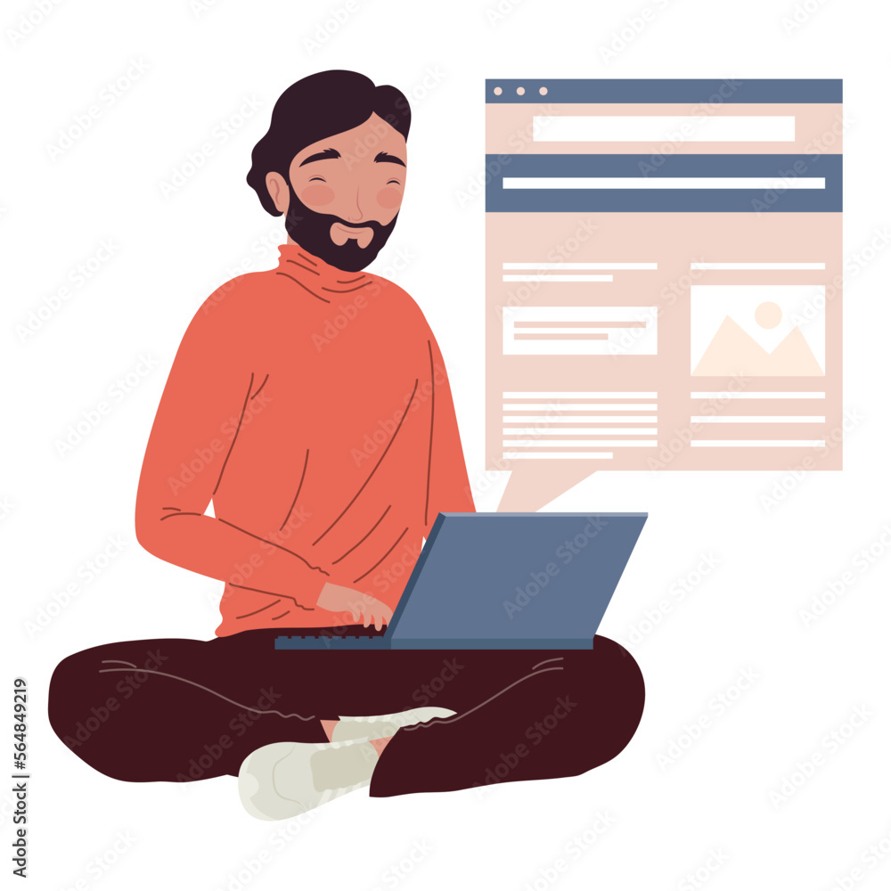 male blogger using laptop male blogger using laptop