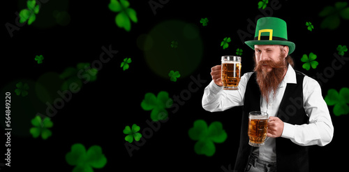 Bearded man with beer on da...