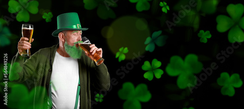 Mature man drinking beer on...