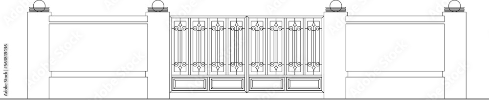 sketch vector illustration of ancient and antique classic iron fence gate sketch vector illustration of ancient and antique classic iron fence gate