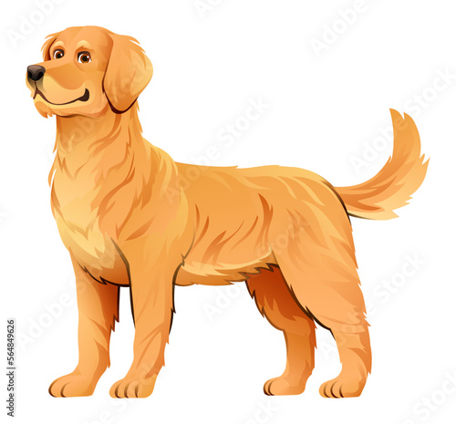 Golden retriever dog vector cartoon illustration