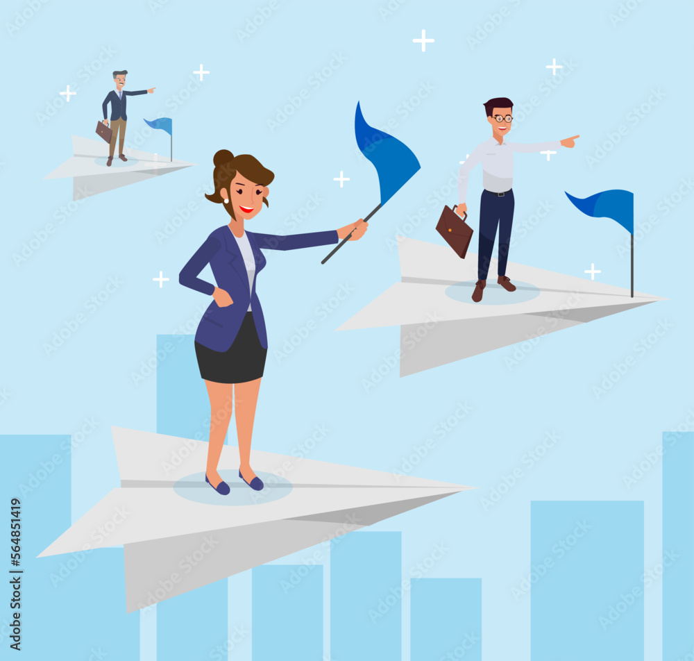Obraz premium Vector illustration, flat style, businessmen discuss social network, news, vector, social networks, chat, dialogue, new projects