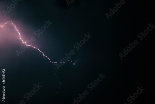 Lightning Bolt Across Stormy Night Sky