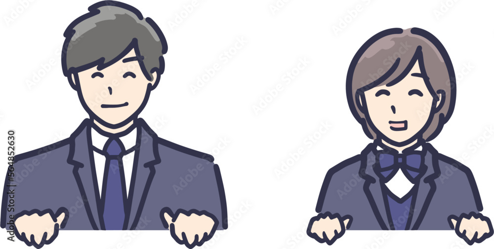 メッセージの上に乗せるのに最適な高校生男女のカットイラスト メッセージの上に乗せるのに最適な高校生男女のカットイラスト