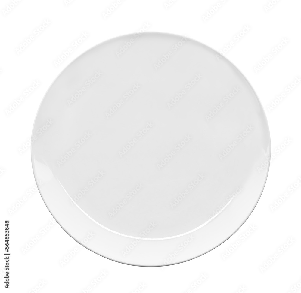Empty white plate isolated on white background. Top view Empty white plate isolated on white background. Top view