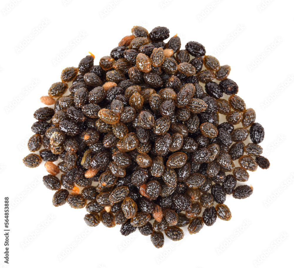 Seeds of papaya isolated on white background. Top view Seeds of papaya isolated on white background. Top view