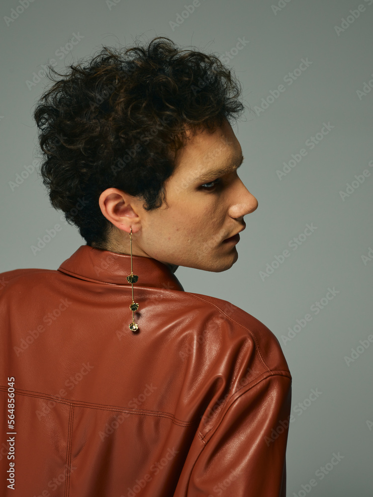 Eco leather jacket fashion portrait Eco leather jacket fashion portrait