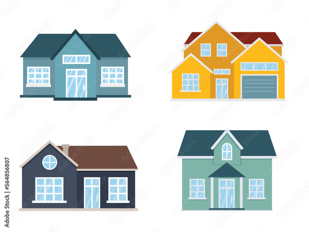 Set of House Flat style illustration