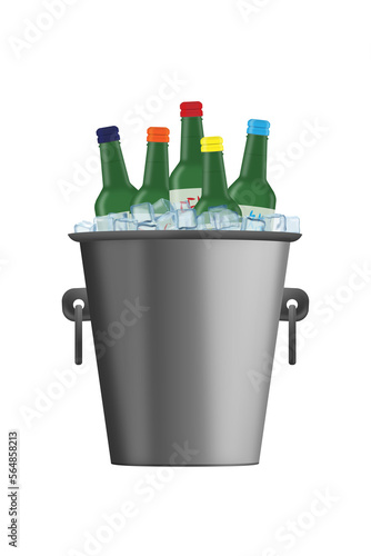 soju bottles with  ice bucket png 