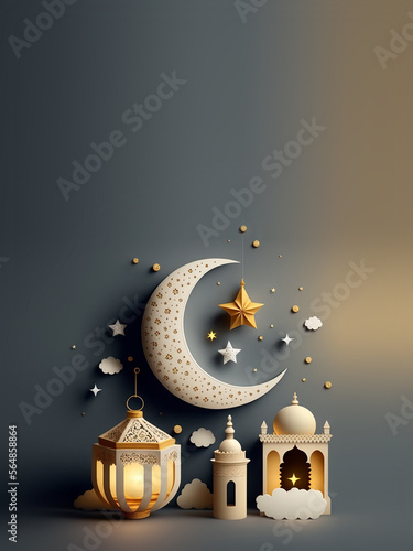 Ramadhan Islamic 3D Background. Generative AI