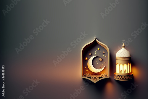 Ramadhan Islamic 3D Background. Generative AI photo