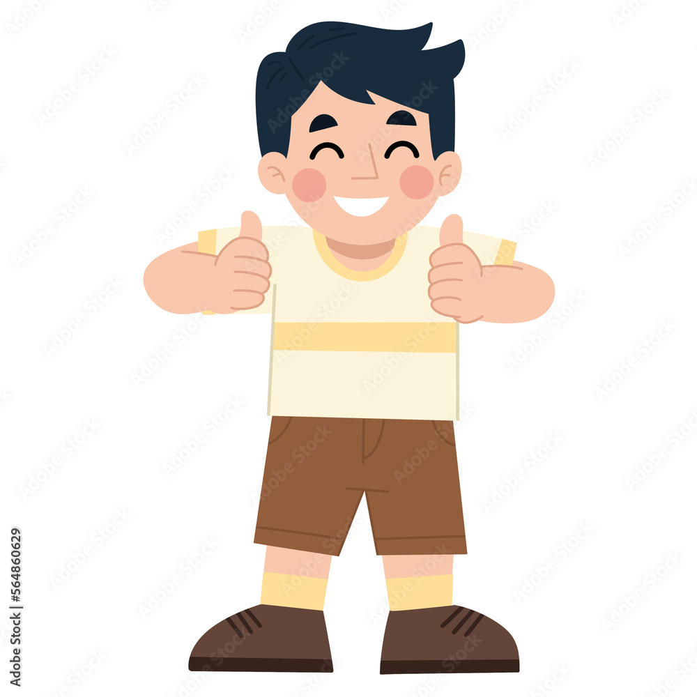 Illustration of a boy showing thumbs up