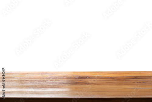 empty wooden table on white background for product display