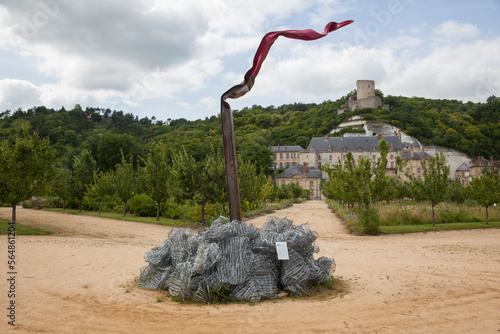 Contemporary sculpture in the gardens of the ChÃ¢teau de la Roche-Guyon, France. photo