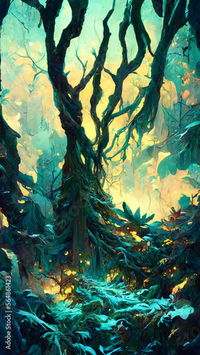 forest in the night illustration Generative AI Content by Midjourney