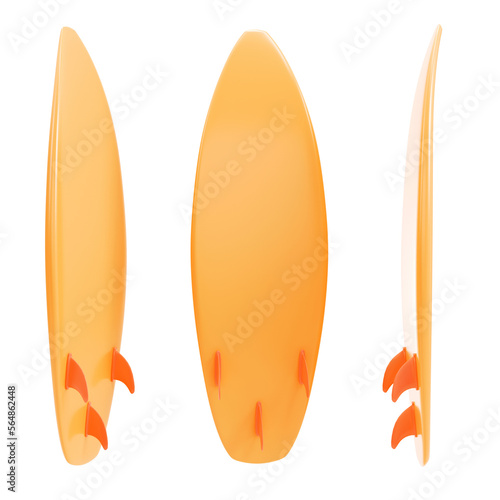 Yellow surfboard isolated on background