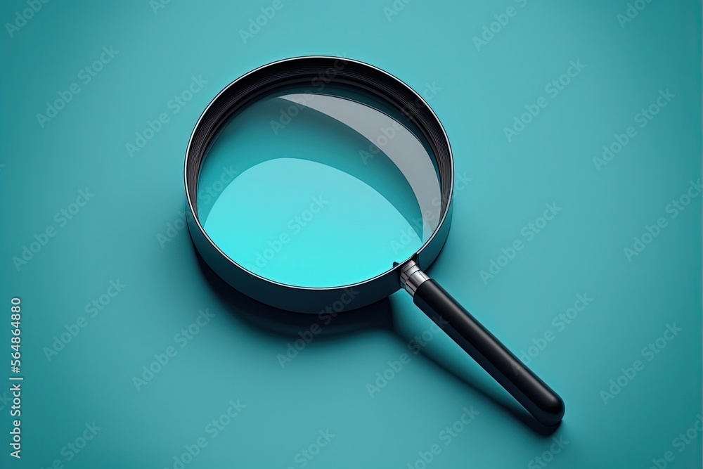 Magnifier on blue background, digital illustration. Generative AI Magnifier on blue background, digital illustration. Generative AI