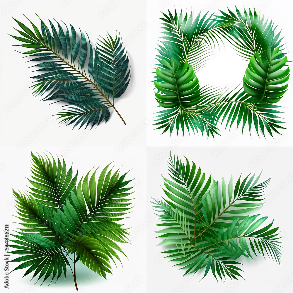 Green leaves palm isolated on transparent(Png) background