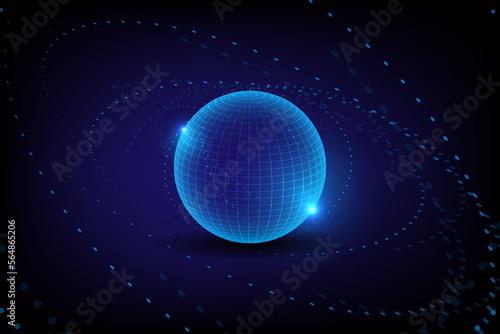 abstract futuristic sphere technology with dot circle radial, vector background