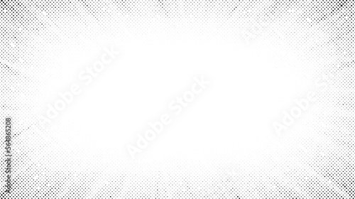 Halftone radial texture. Comic style grain background. Pop art faded textured frame. Grunge speckle effect. Dotted particles print wallpaper. Pixelated gradient backdrop