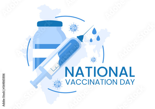 National Vaccination Day on March 16 Illustration with Vaccine Syringe for Strong Immunity in Flat Cartoon Hand Drawn to Landing Page Template photo