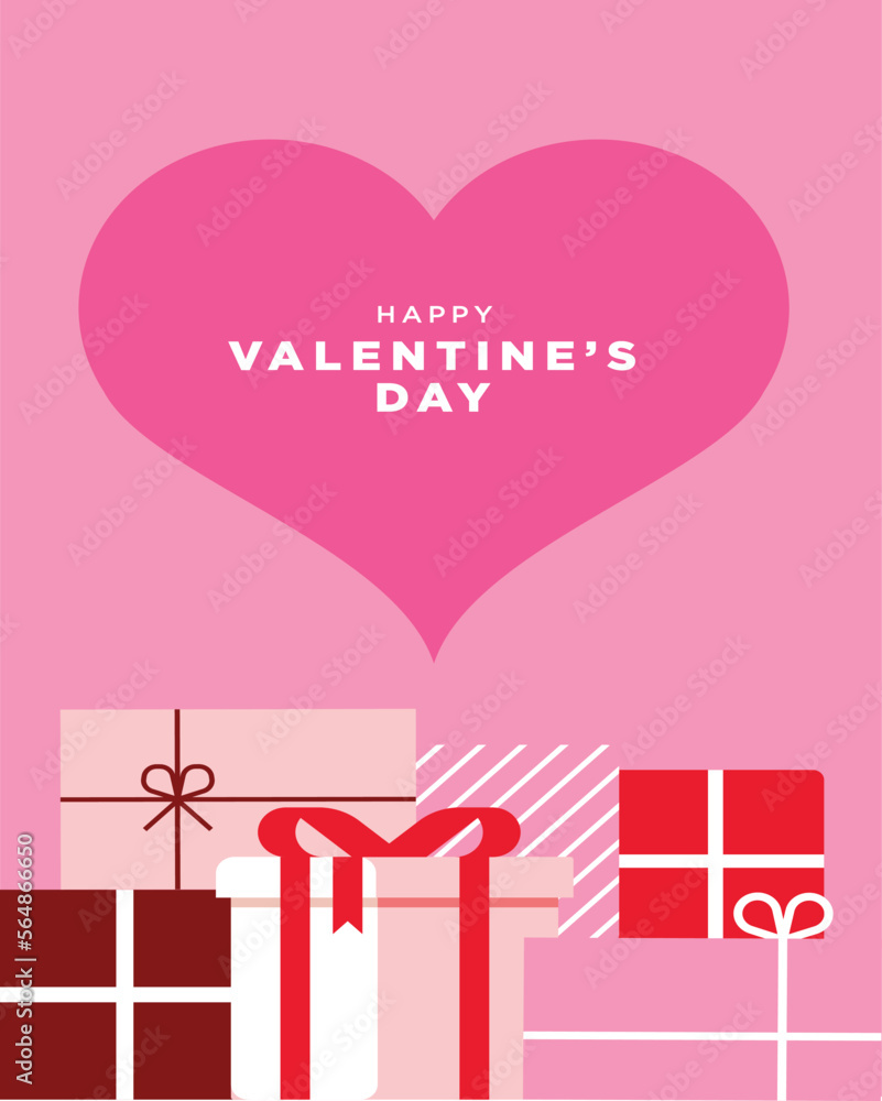 Happy Valentine's day instagram post template. vector illustration