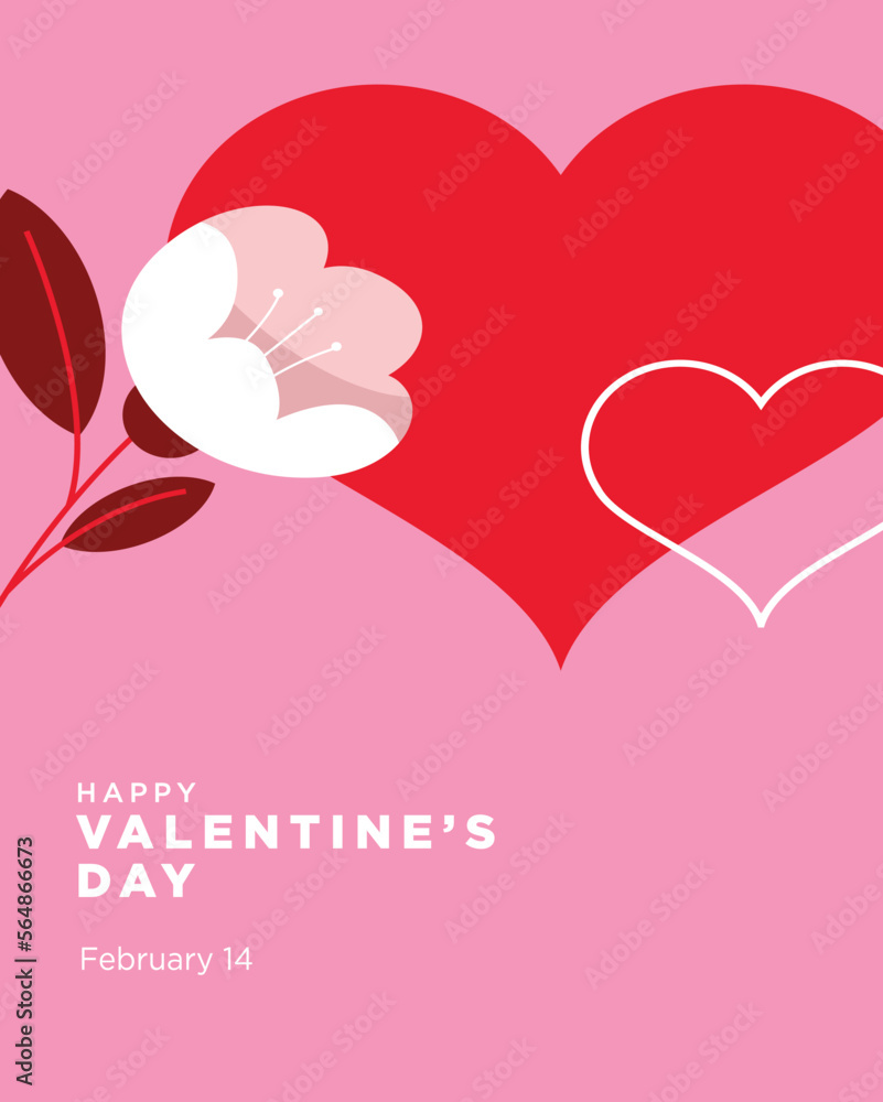 Happy Valentine's day instagram post template. vector illustration
