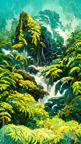 Tropical Rainforest Landscape Tropical forest illustration Generative AI Content by Midjourney