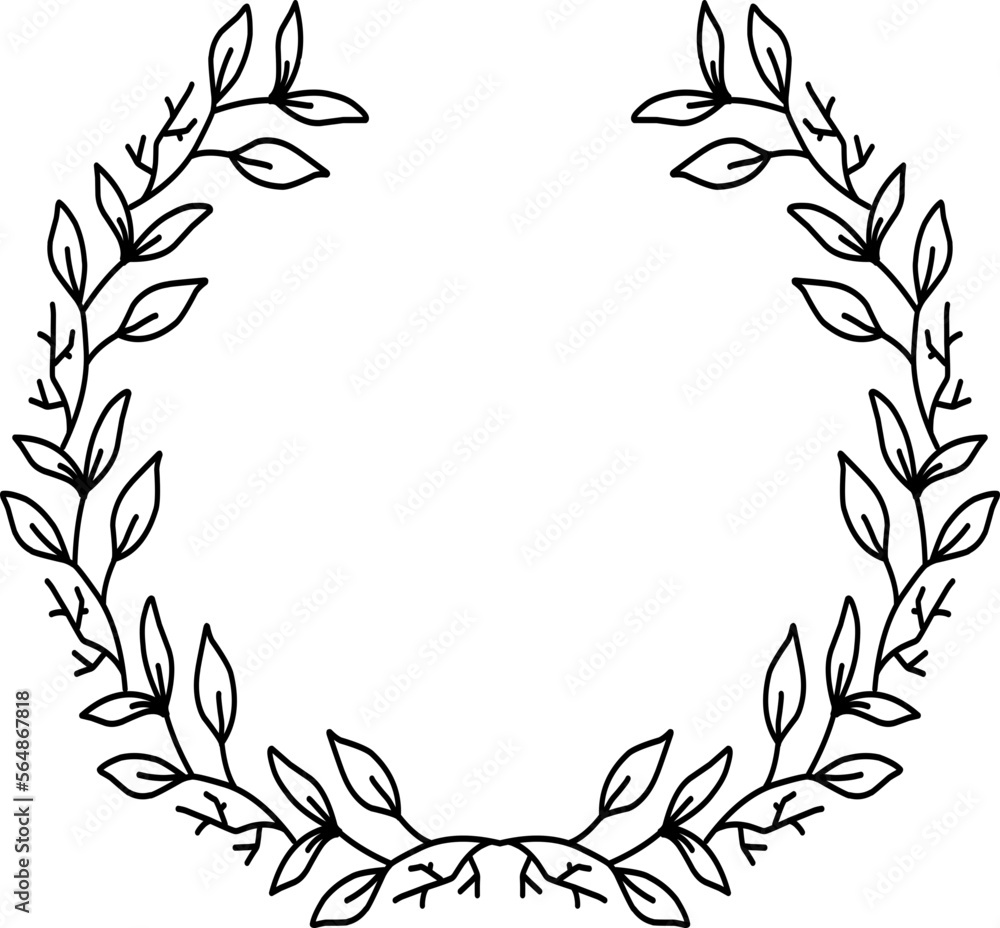 Handdrawn leaves frame outline Handdrawn leaves frame outline