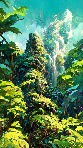 Tropical Rainforest Landscape Tropical forest illustration Generative AI Content by Midjourney