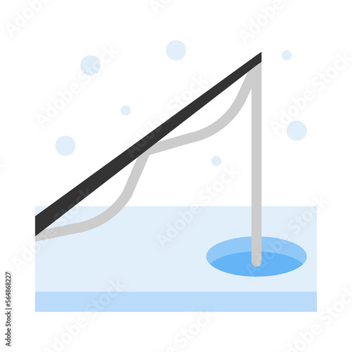 Ice fishing icon in flat style vector, fishing icon, winter icon