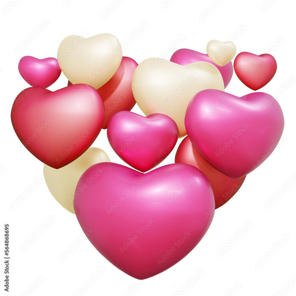 heart shaped balloons 3D Render
