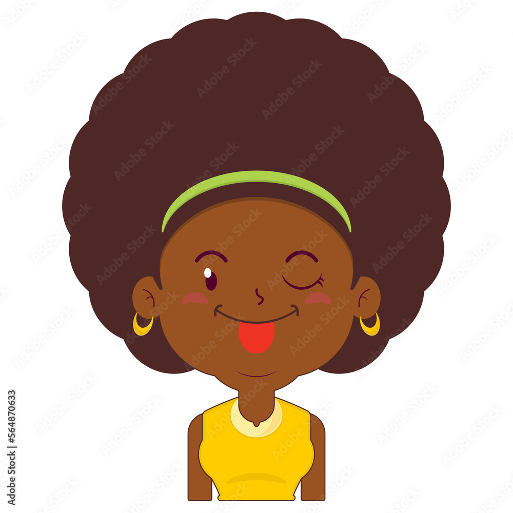 afro woman happy face cartoon cute afro woman happy face cartoon cute