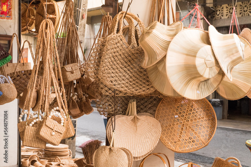 Wicker shop located on Chang Moi road Thailand,local art and craft at Chiangmai Thailand. photo