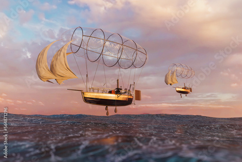 Fantasy steam punk airship photo