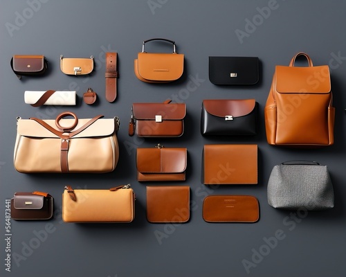 Set of leather bags with colors, Male bags, sort of Accesories, Sort of bags and accesories, Belts and accessories, Leather Bags, Accesories, Made with Generative AI