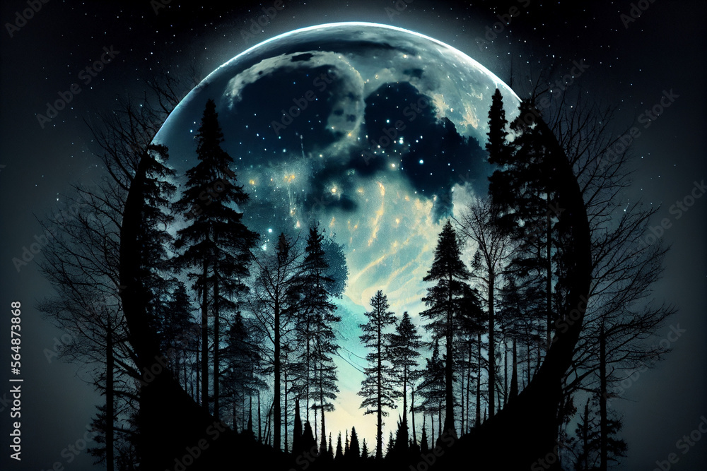 Vollmond im Wald