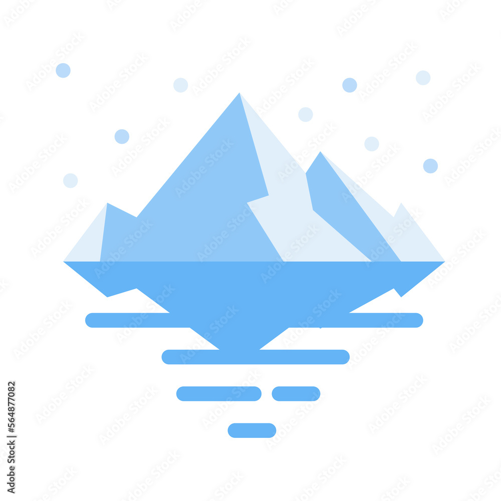 Iceberg icon in flat style vector, mountain icon, snowy mountain icon Iceberg icon in flat style vector, mountain icon, snowy mountain icon