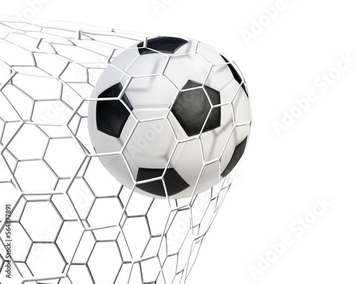 Photo Soccer ball or Football ball in the net isolated on white background, Soccer Ball Hitting the net PNG Images With Transparent Background