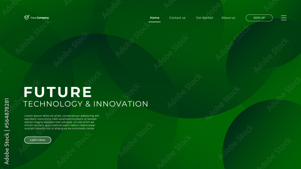 Naklejka premium Gradient abstract landing page with dark green and colorful space wave background