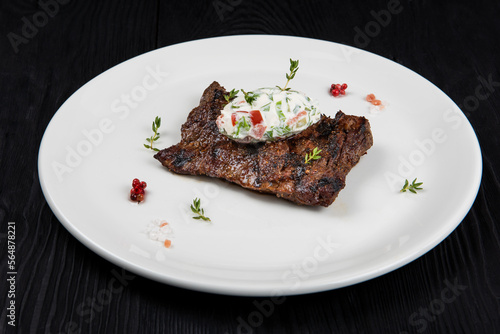 Grilled skirt beef meat ste...
