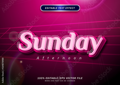 Sunday afternoon neon text style effect. editable font and effect.