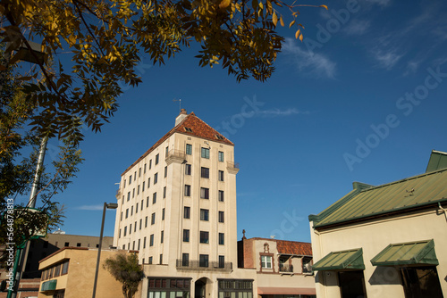 Late afternoon view of historic downtown Marysville, California, USA. photo