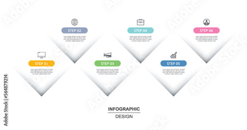6 data infographics square diamond shape index template. Vector illustration abstract background.