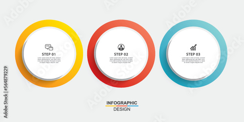Infographics circle timeline with 3 number data template. Vector illustration abstract background.