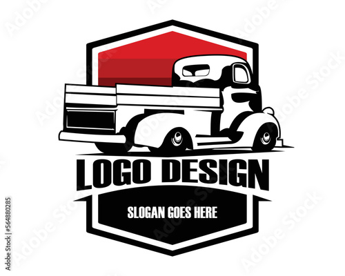 1940s coe chevy truck logo silhouette. premium vector design. isolated white background showing from behind. Best for badge, emblem, icon and trucking industry. available eps 10.