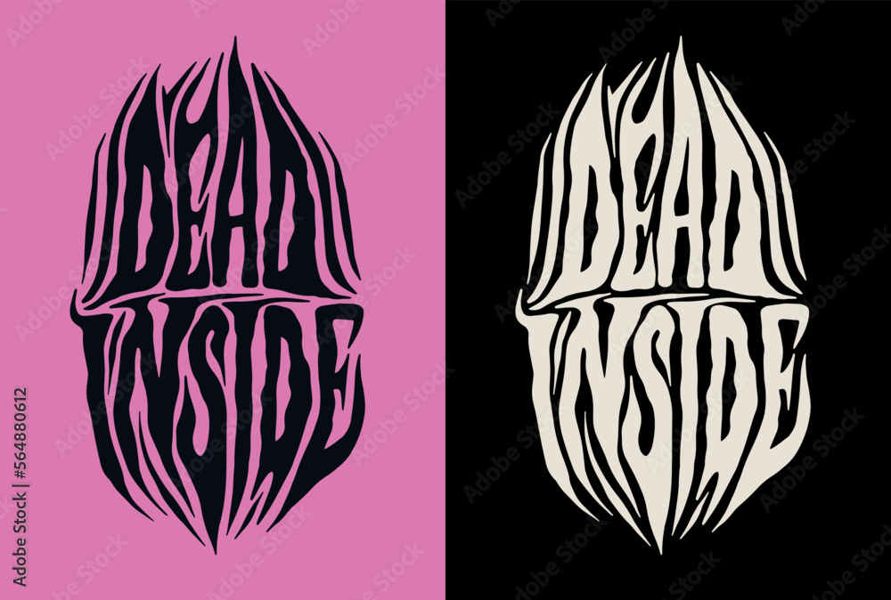 Lettering quotes of Dead Inside Y2k emo Slogan . Retro 00s aesthetic print for t-shirt, sweatshirt, and poster. Vector Black and pink illustration - obrazy, fototapety, plakaty 